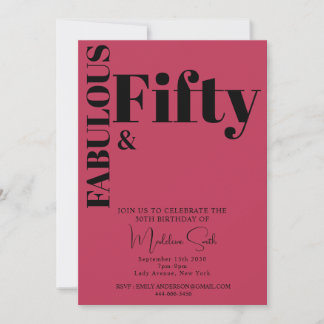 Frische Typografie Magenta Moderne 50. Geburtstag Einladung