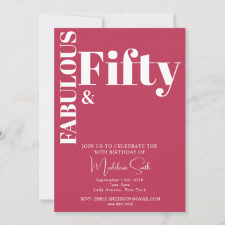 Frische Typografie Magenta Moderne 50. Geburtstag Einladung