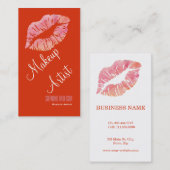Frische und elegante Rosa Lippen Makeup Artist Visitenkarte (Vorne/Hinten)