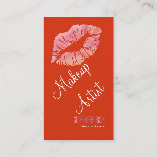 Frische und elegante Rosa Lippen Makeup Artist Visitenkarte (Vorderseite)