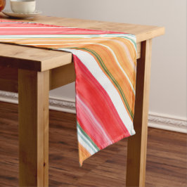 Frische und helle Rot- und Gelbstreifen Kurzer Tischläufer