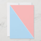 Frische und hellrosa Blau Moderne Babydusche Shimm Einladung (Rückseite)