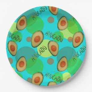 Frische und lustige Avocadomuster Pappteller