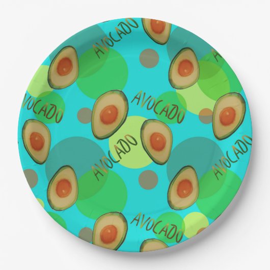 Frische und lustige Avocadomuster Pappteller (Vorderseite)