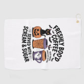 Frische Verliebte Kaffee Halloween Golfhandtuch (Horizontal)
