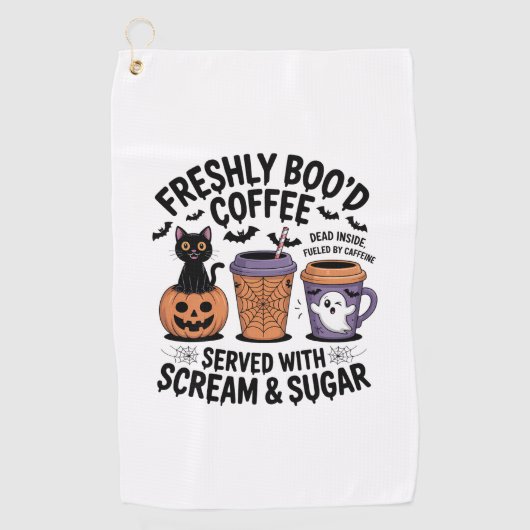 Frische Verliebte Kaffee Halloween Golfhandtuch (Vorderseite)
