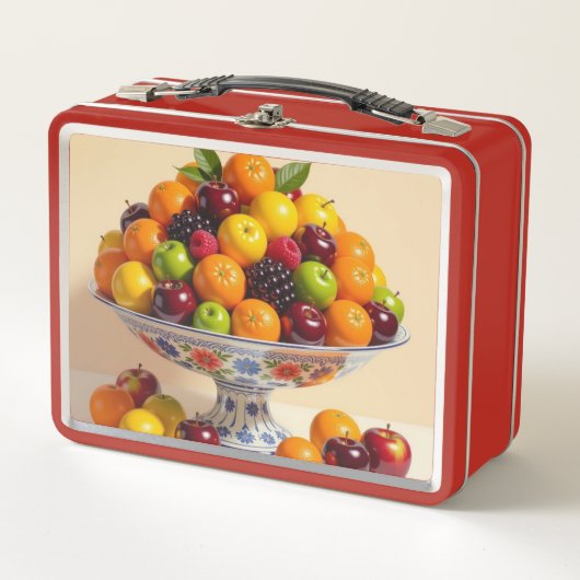 „Frische Vielfalt – Die Kraft des Obstes“ Metall Brotdose (Vorderseite)