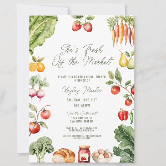 Frische vom Brautparty des Marktes für Bauern Einladung