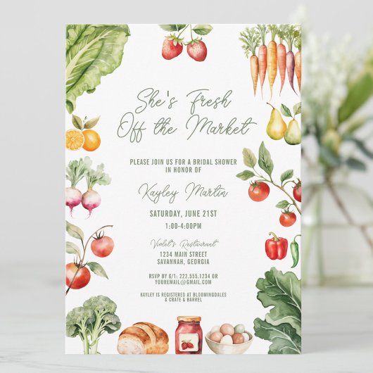 Frische vom Brautparty des Marktes für Bauern Einladung