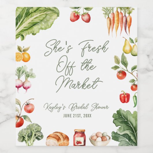 Frische vom Brautparty des Marktes für Bauern Weinetikett (Einzelnes Label)