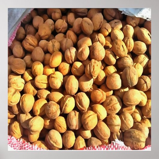 Frische Walnüsse Hyperrealistische Malerei Poster (Vorne)