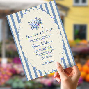 Frische Ware vom Markt Blaue handgezeichnete Braut Einladung