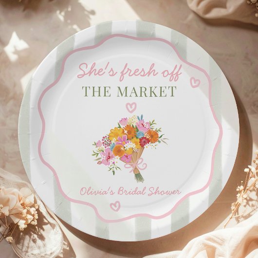 Frische Ware vom Markt Rosa Grüne Hochzeitsdusche  Pappteller