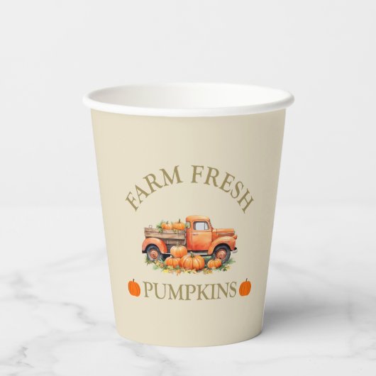 Frische Wasserfarbenkürbis fallen Herbst Pappbecher (Rückseite)