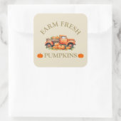 Frische Wasserfarbenkürbis fallen Herbst Quadratischer Aufkleber (Tasche)