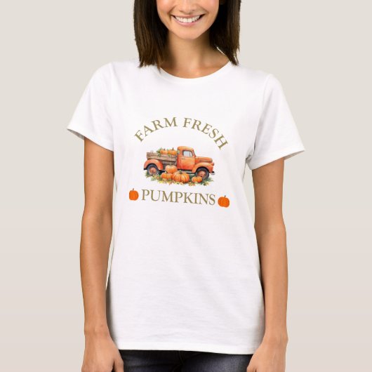 Frische Wasserfarbenkürbis fallen Herbst T-Shirt (Vorderseite)