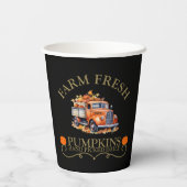 Frische Wasserfarbenkürbisse Blätter fallen Herbst Pappbecher (Rückseite)