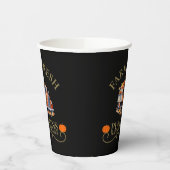 Frische Wasserfarbenkürbisse Blätter fallen Herbst Pappbecher (Links)