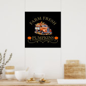 Frische Wasserfarbenkürbisse Blätter fallen Herbst Poster (Küche)