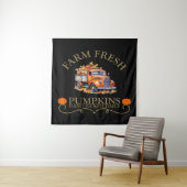 Frische Wasserfarbenkürbisse Blätter fallen Herbst Wandteppich (Beispiel)