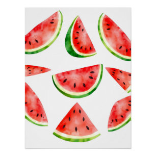 Frische Wassermelone im Weißen Hintergrund Poster