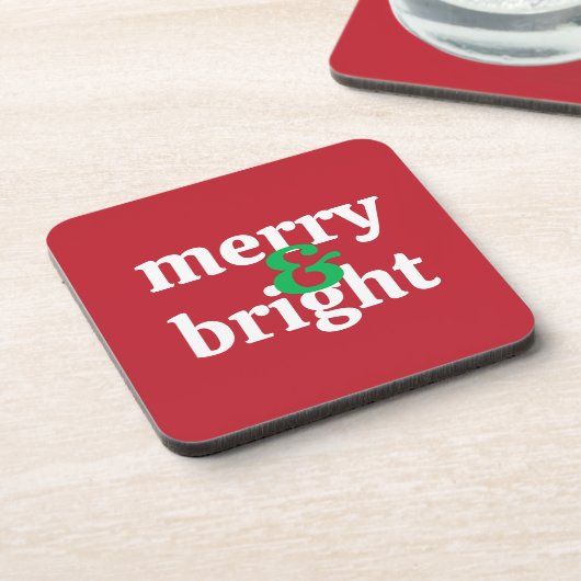 Frische Weihnachten "Merry & Bright" Getränkeuntersetzer (Linke Seite)
