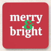 Frische Weihnachten "Merry & Bright" Getränkeuntersetzer (Vorderseite)