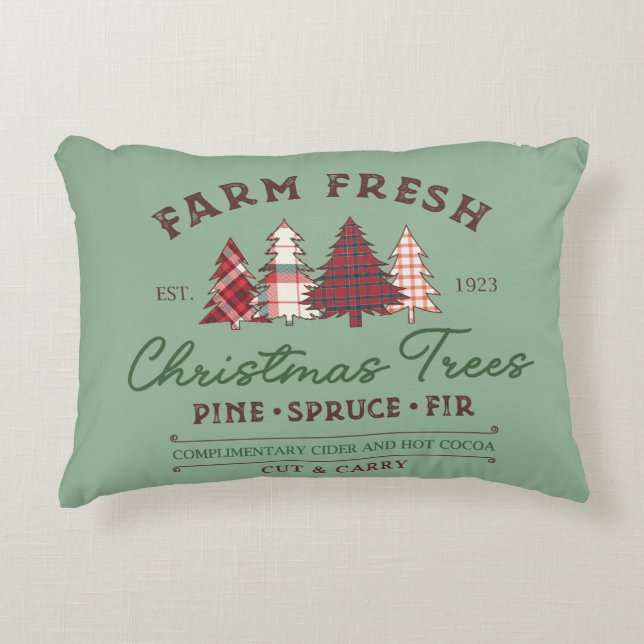 Frische Weihnachtsbäume Name der Familie Dekokissen (Vorderseite)