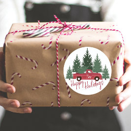 Frische Weihnachtsbaume Vintager LKW Runder Aufkleber