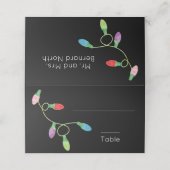 Frische Weihnachtsbeleuchtung bei Schwarzer Hochze Platzkarte (Außenseite Aufgefaltet)