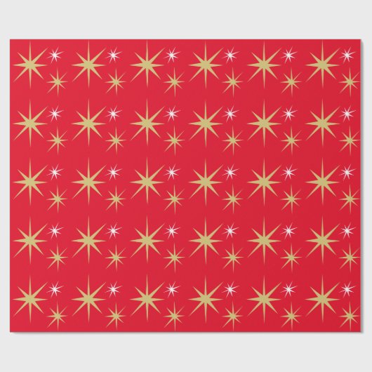 Frische Weihnachtsstars-Muster Rot Geschenkpapier (Flach)