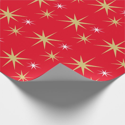 Frische Weihnachtsstars-Muster Rot Geschenkpapier (Ecke)