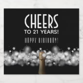 Frische Weine auf schwarz Schaumweinetikett (Einzelnes Label)