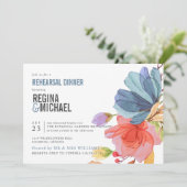 Frische Wildblumen Farbe Blau Probe Abendessen Einladung (Stehend Vorderseite)