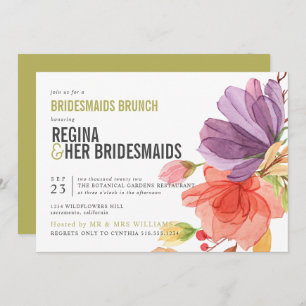 Frische Wildblumen Grüne Bridesmaier Brunch Mittag Einladung