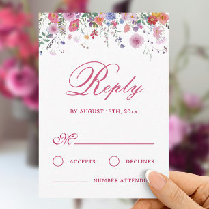 Frische Wildblumen Hochzeit RSVP Karte