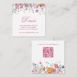Frische Wildblumen Hochzeitsdetails Website QR-Cod Begleitkarte