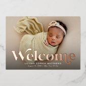 Frische Willkommensankündigung der Rose Foto Folieneinladung (Vorderseite)