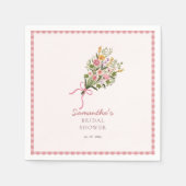Frische Willkommensanzeige mit rosa Gingham direkt Serviette (Vorderseite)