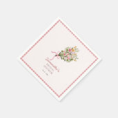 Frische Willkommensanzeige mit rosa Gingham direkt Serviette (Ecke)