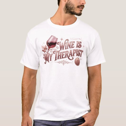Frische WINE THERAPIST Modeprint T-Shirt (Vorderseite)