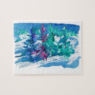 Frische Winterbäume Malerei / Künstler Larry Lerew Puzzle