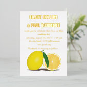 Frische Zitrone, Natur und Gold Folieneinladung (Stehend vorne)