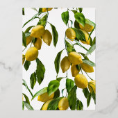 Frische Zitrone, Natur und Gold Folieneinladung (Rückseite)