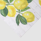 Frische Zitronen, Aquarell, rustikales weißes Holz Seidenpapier (Ausschnitt)