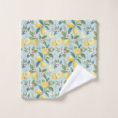 Frische Zitronen-Blumen-Botanik-Muster Badhandtuch Set (Waschlappen)