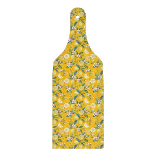 Frische Zitronen-Blumen-Botanik-Muster Schneidebrett (Vorderseite)