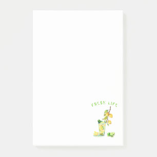 Frische Zitronen Getränk Haftnotizen Post-it Klebezettel