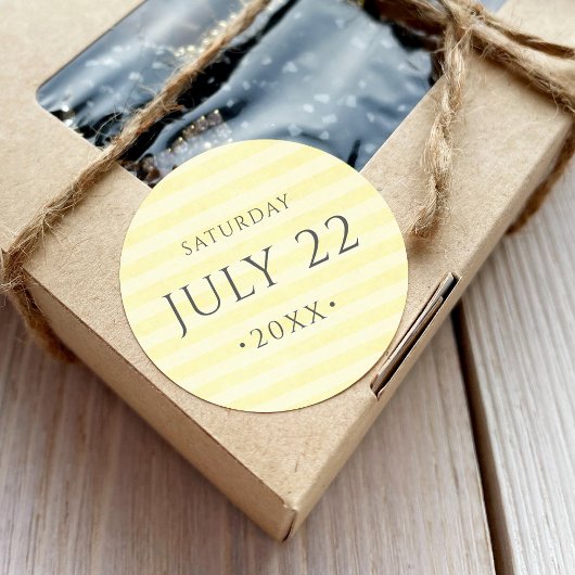 Frische Zitronenfarbe und Datum Runder Aufkleber