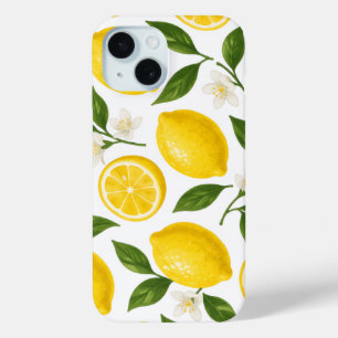 Frische Zitronenmuster mit Blättern und Blüten Case-Mate iPhone Hülle